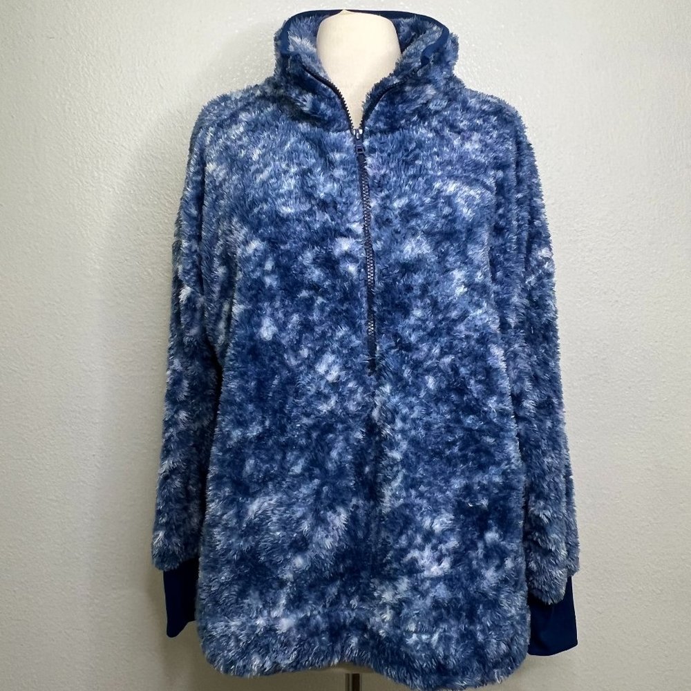 Lularoe TEDDY BEAR Jacket Blue and White Clouds Print Size S‎